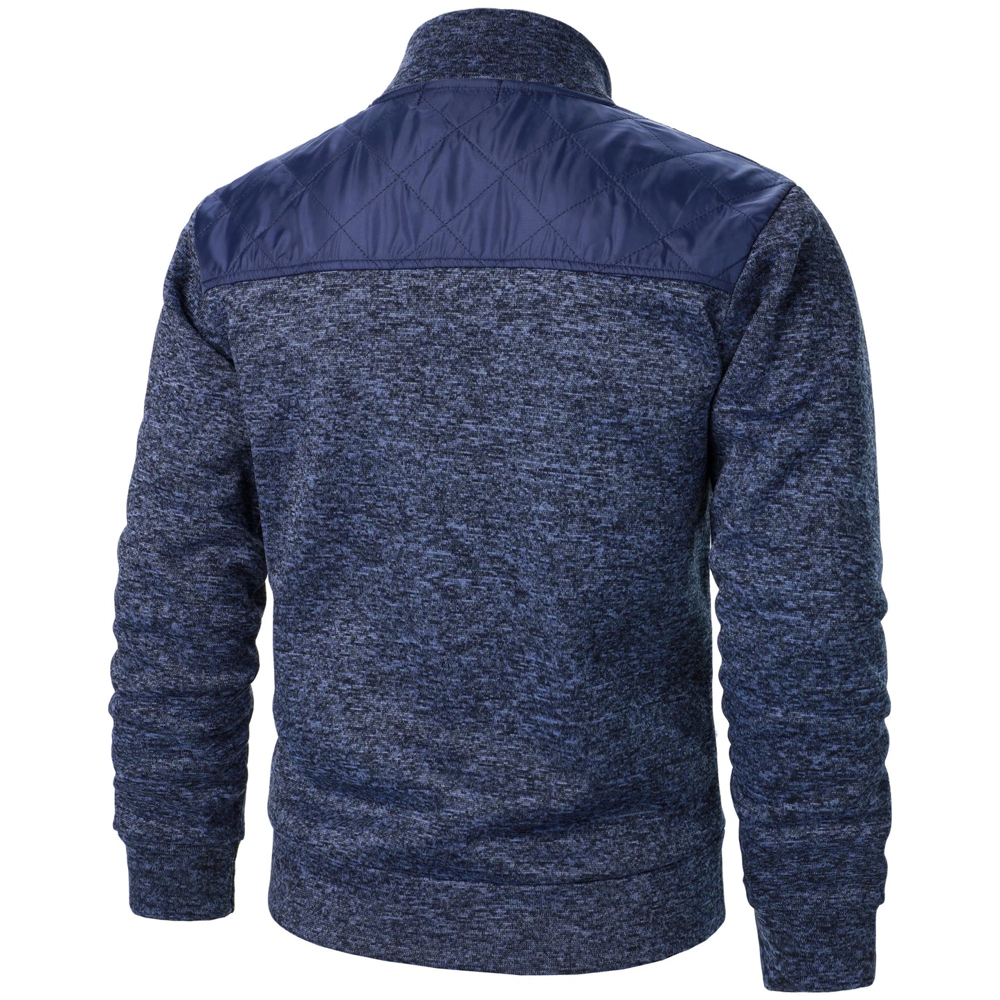 Autumn/winter men's stand-up collar striped check zipper sweater coat with color