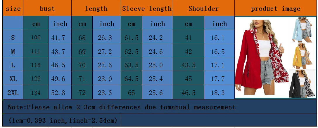 Women's Autumn Hooded Jacket Reversible Printed Casual Coat with Pockets Multicolour Streetwear S-2XL Matching Clothing