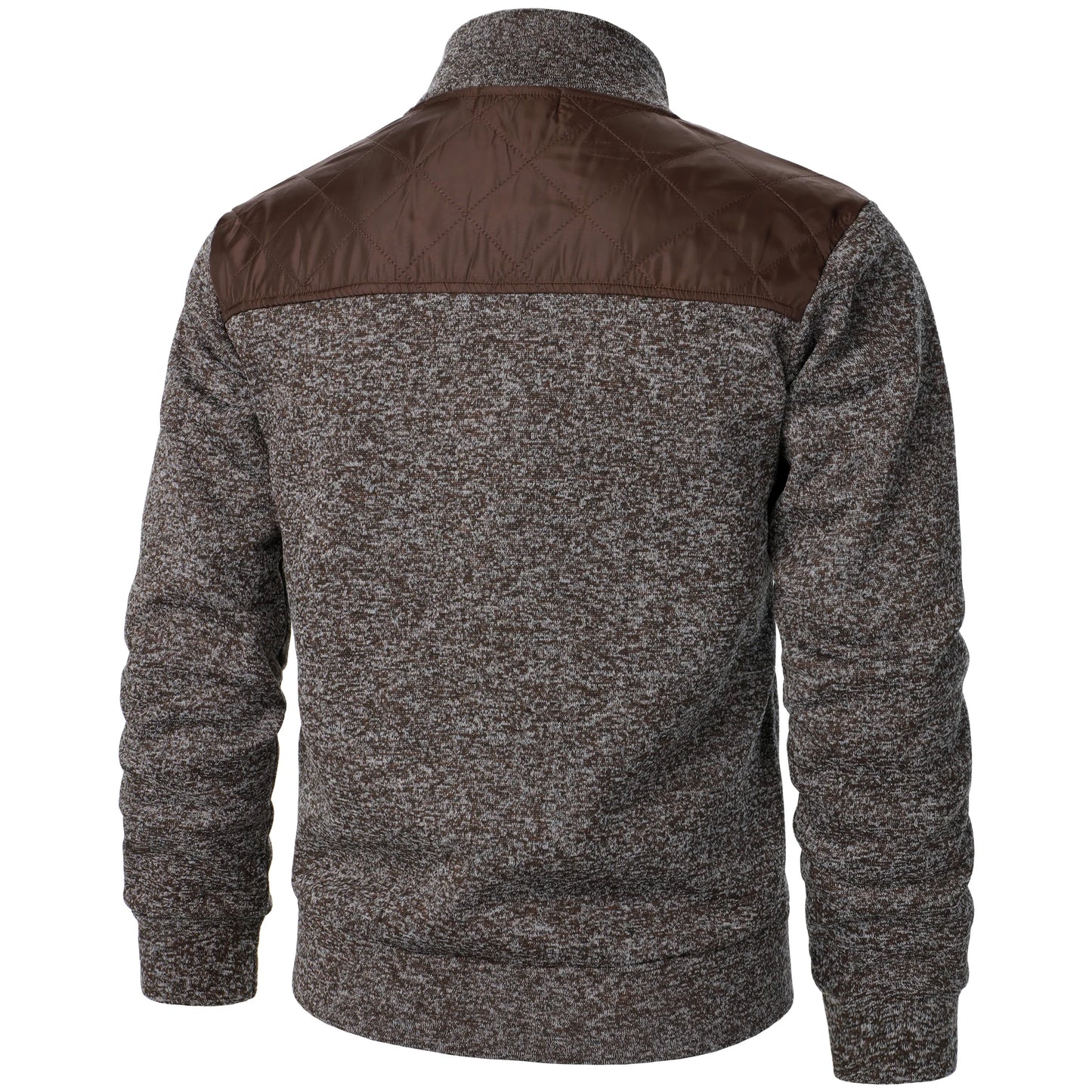Autumn/winter men's stand-up collar striped check zipper sweater coat with color