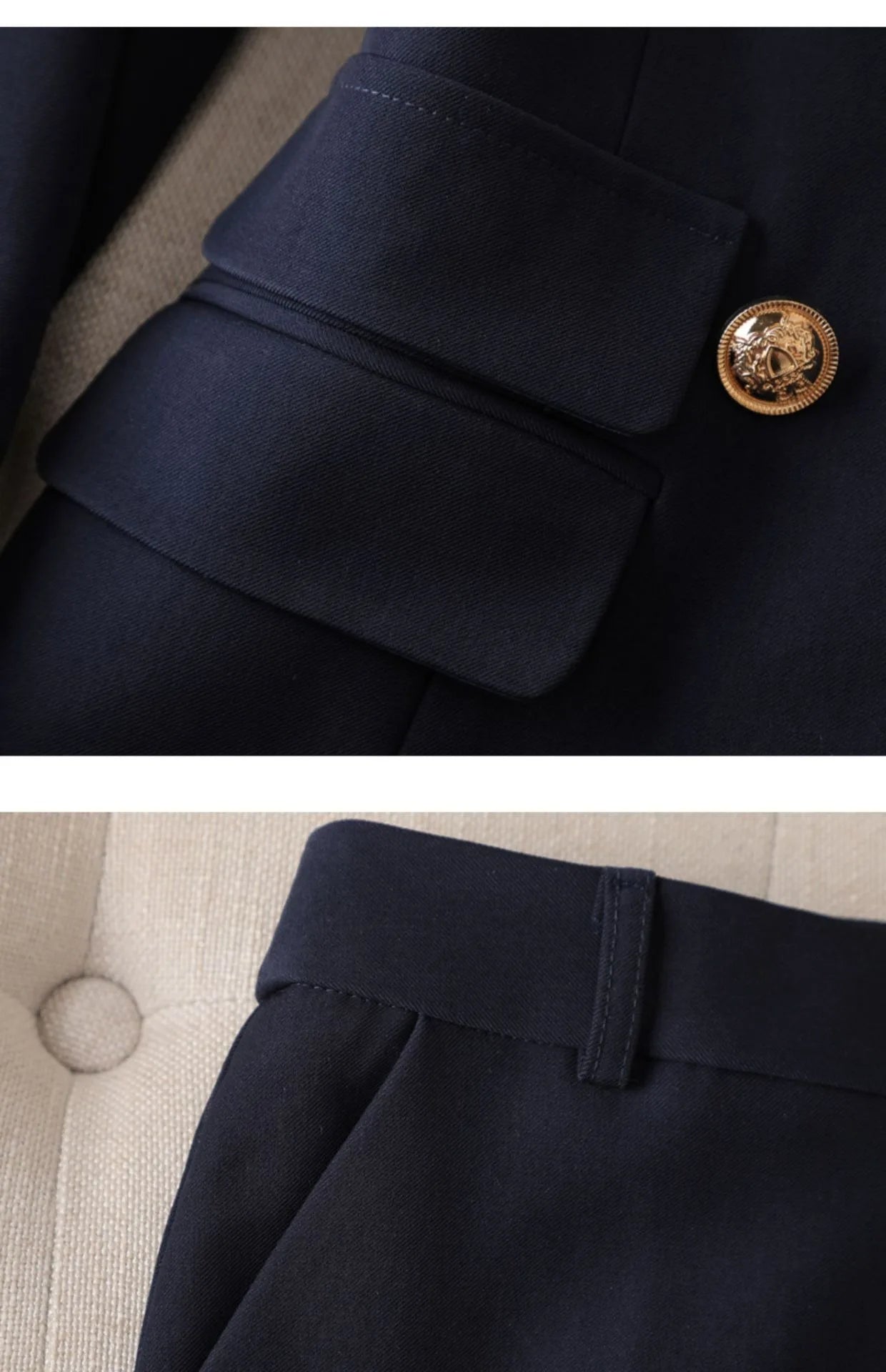 Yitimuceng Women Slim Fit Double breasted Top and Pants Set Elegant Office Set Fashion Coat 2 piece Set