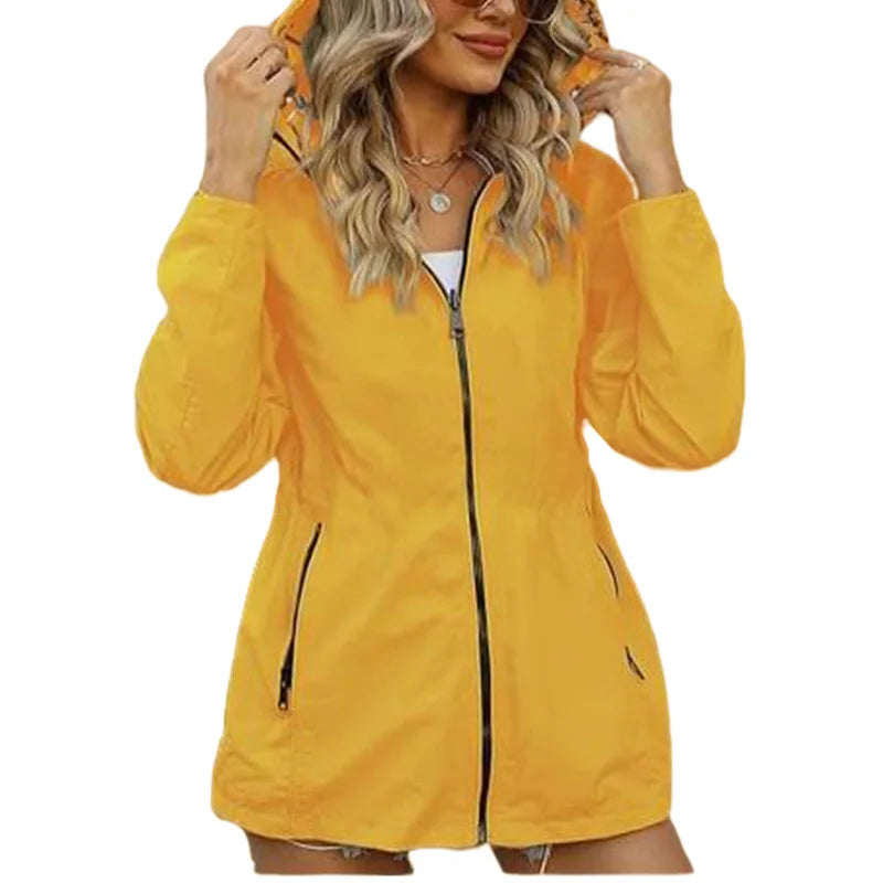 Women's Autumn Hooded Jacket Reversible Printed Casual Coat with Pockets Multicolour Streetwear S-2XL Matching Clothing