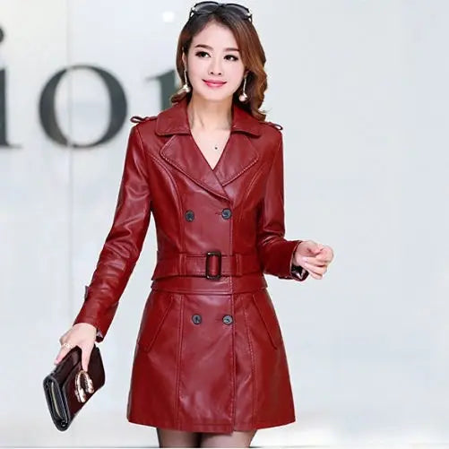 2023 fall top Compound lambskin leather moto jacket Detachable women clothing trench Long faux fur coat streetwear detachable