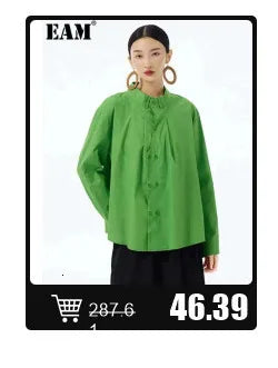 EAM White Ankle Length Woolen Coat New Lapel Long Sleeve Double Breasted Women Jacket Fashion Autumn Winter Tide 2025 31A0988