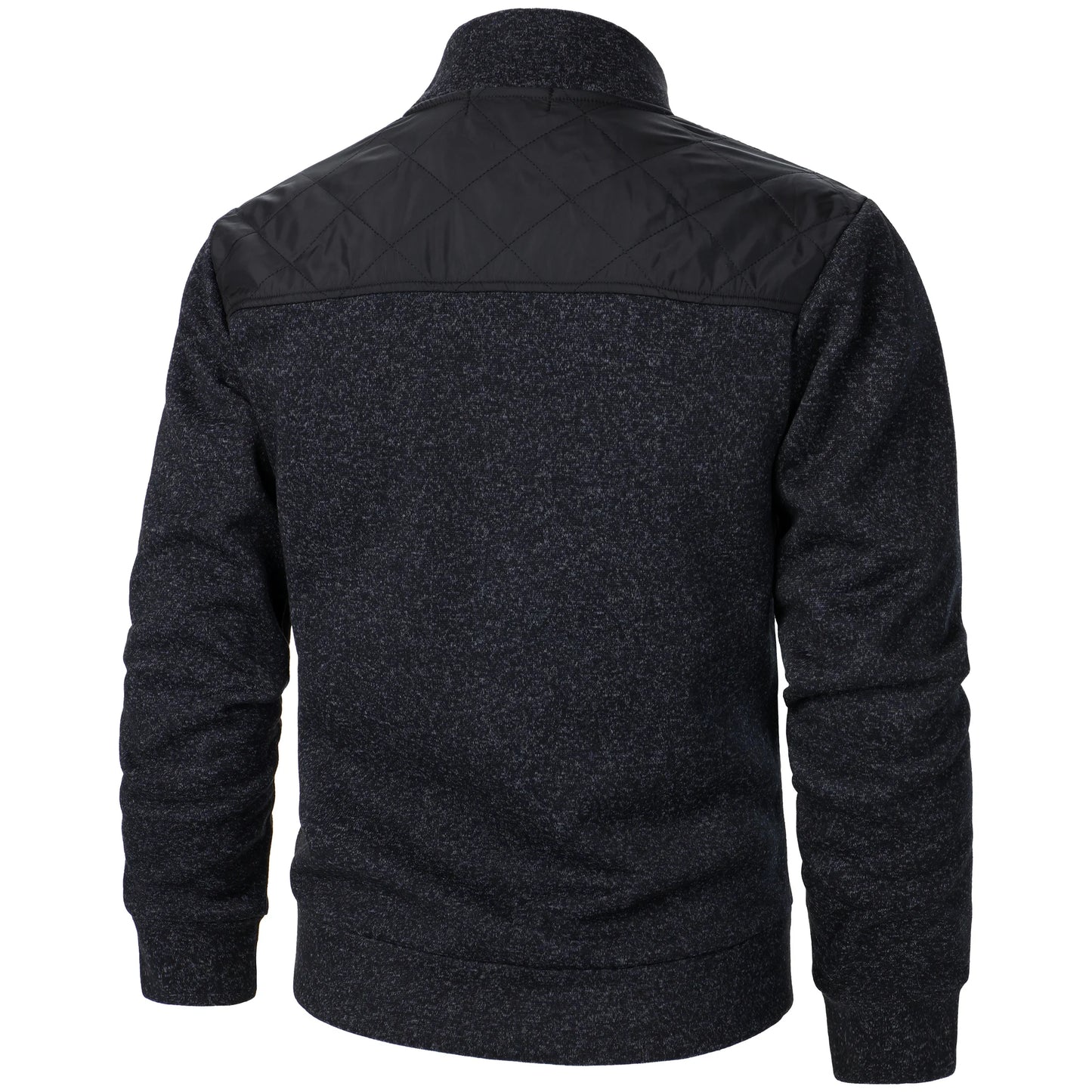Autumn/winter men's stand-up collar striped check zipper sweater coat with color