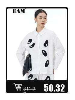 EAM White Ankle Length Woolen Coat New Lapel Long Sleeve Double Breasted Women Jacket Fashion Autumn Winter Tide 2025 31A0988