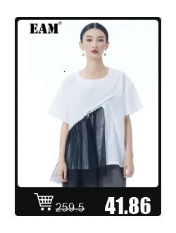 EAM White Ankle Length Woolen Coat New Lapel Long Sleeve Double Breasted Women Jacket Fashion Autumn Winter Tide 2025 31A0988