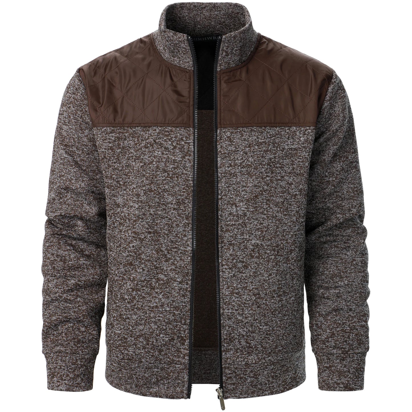 Autumn/winter men's stand-up collar striped check zipper sweater coat with color