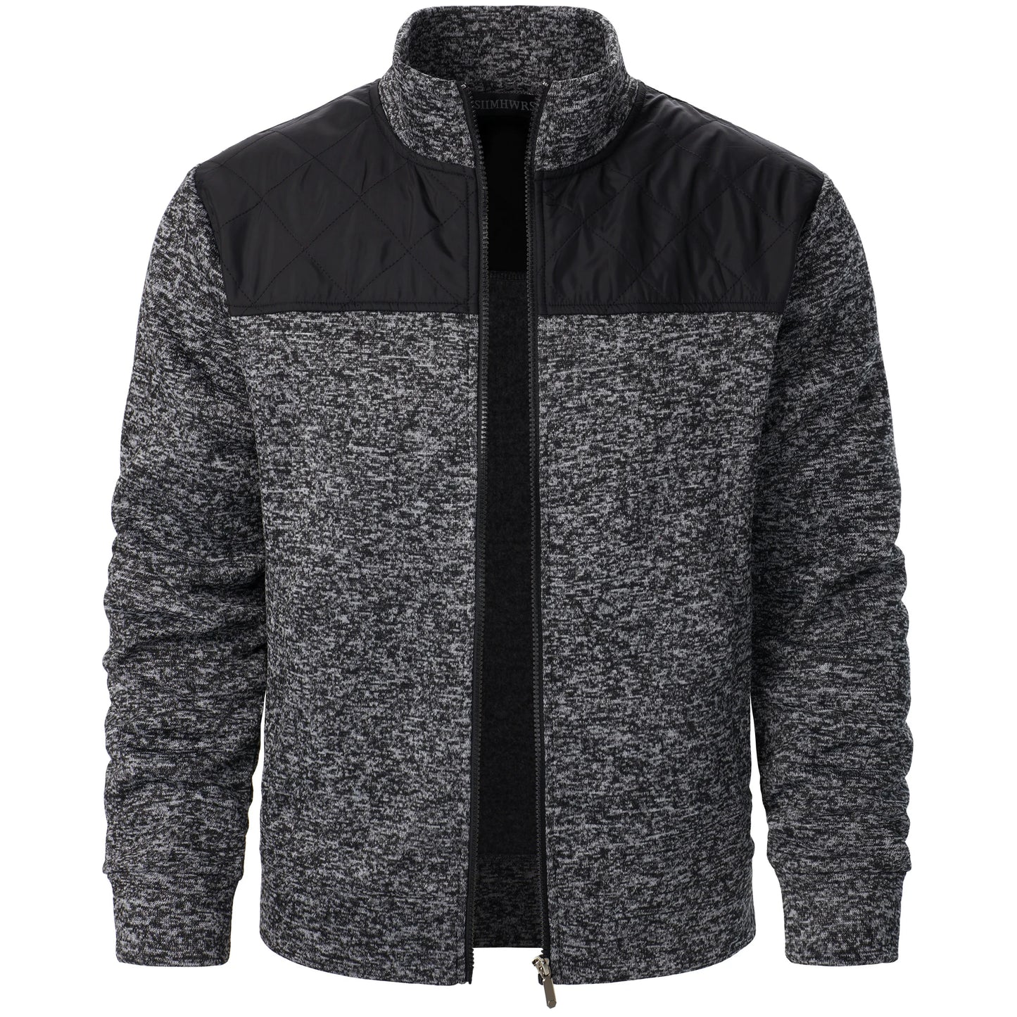 Autumn/winter men's stand-up collar striped check zipper sweater coat with color