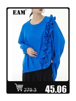 EAM White Ankle Length Woolen Coat New Lapel Long Sleeve Double Breasted Women Jacket Fashion Autumn Winter Tide 2025 31A0988