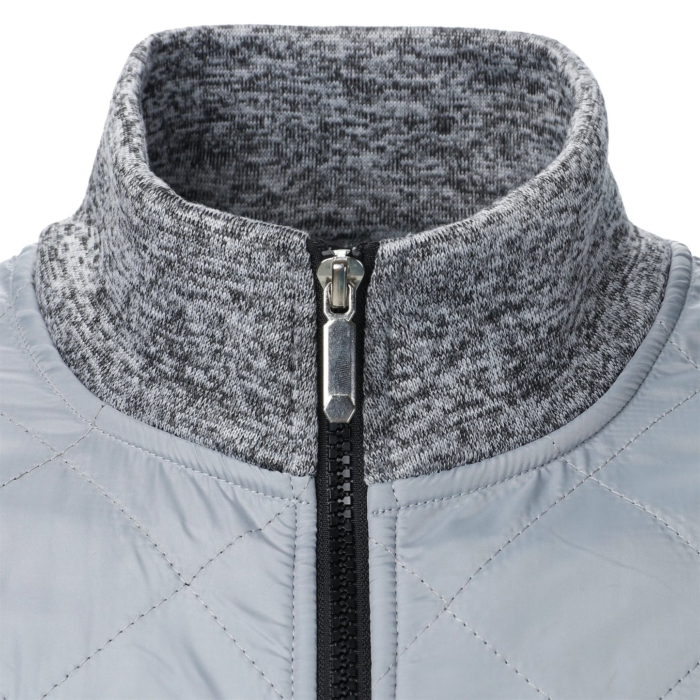 Autumn/winter men's stand-up collar striped check zipper sweater coat with color