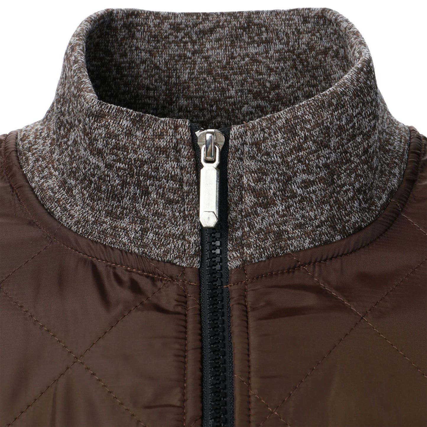 Autumn/winter men's stand-up collar striped check zipper sweater coat with color